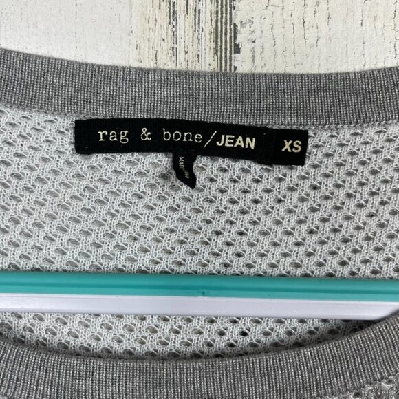 rag & bone long sleeve mesh top shirt athleisure drop shoulder gray size XS - Picture 2 of 6